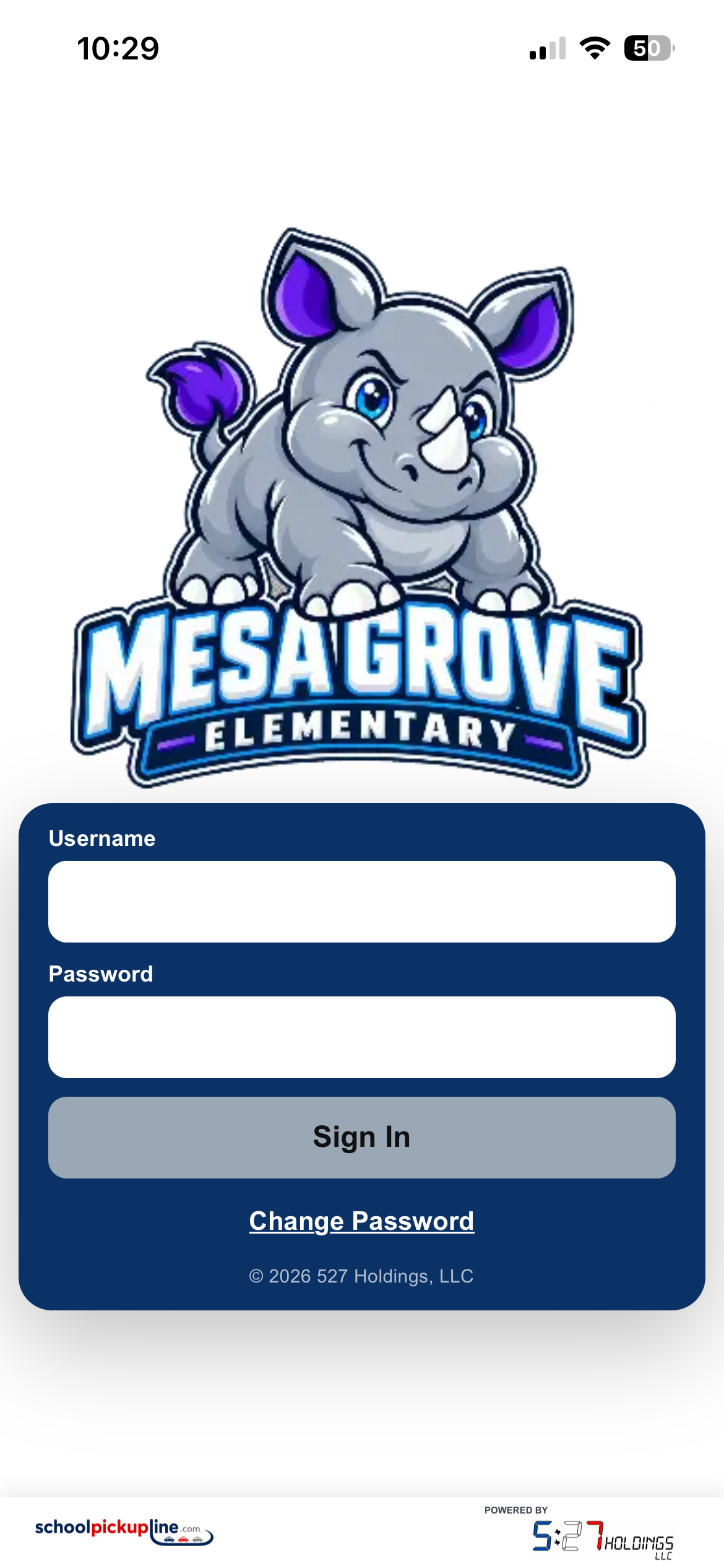 Mobile school branded login